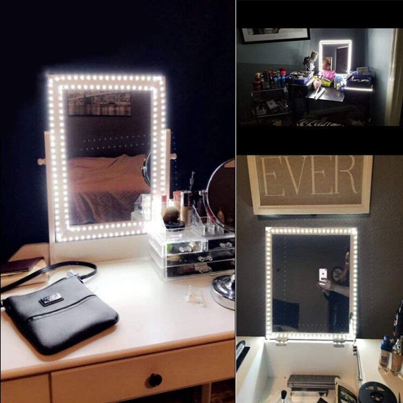 13ft/4M Led Vanity Mirror Lights Kit Bendable NO Need to Cut Vanity Make-up Mirror Cloakroom Adjustable Strip Light Table Set with Dimmer and Power Supply Mirror Not Included (Switch Versions) Switch Versions