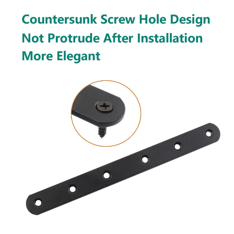 4 Pack Flat Mending Plate for Wood, ULIFESTAR Black Iron Flat Straight Brace Brackets Metal Repair Fixing Wood Brace Joining Plates Connector for Repairing Wooden Furniture with Mounting Screws 200x20x3mm/8x0.79x0.12"