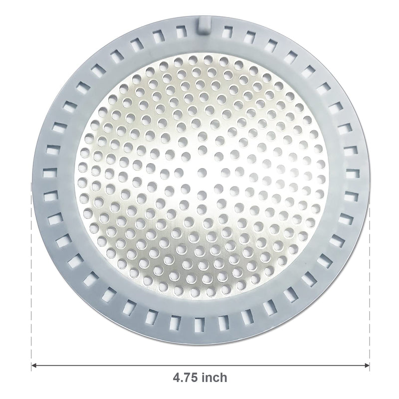 2PCS Shower Drain Hair Catcher/Strainer/Cover/Filter/Trap, Bathtub Catcher, Stopper for Stall Drain/Bathroom Floor Drain, Stainless Steel and Silicone Shield Silver