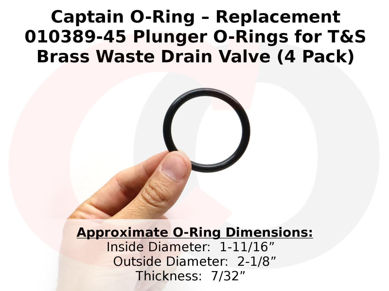 Captain O-Ring – Replacement Plunger O-Rings for 3-Tier Sink Drain, T&S Brass 010389-45 Twist Waste Drain Valve Rubber Stopper Oring (4 Pack)