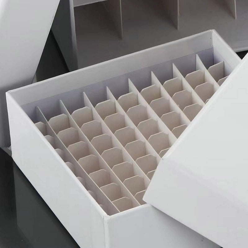 Cardboard Freezer Box - White/81 Place,Water and Ice Resistant Coating,For storing 1.5-2.0 mL cryovials(Pack of 6)