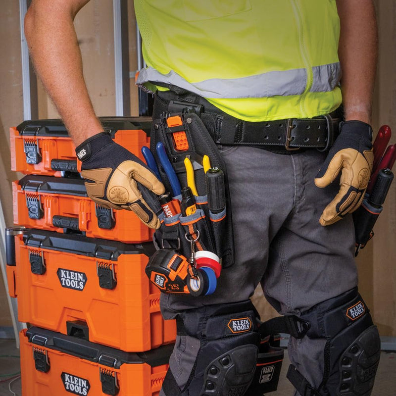 Klein Tools 55834MB MODbox Tool Pouch, Electrician Pouch, Quickly Attach and Release from Tool Belts and MODBox Rail System 161-inches Wide 6-Pocket Pouch