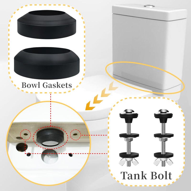 Universal Toilet Tank to Bowl Gaskets Kit, 4 PCS 2.75‘’ Heavy Duty Toilet Tank Bolts Replacement, Fits Most 2-Inch and 3-Inch Leak Resistance Toilet Flush Valve Opening