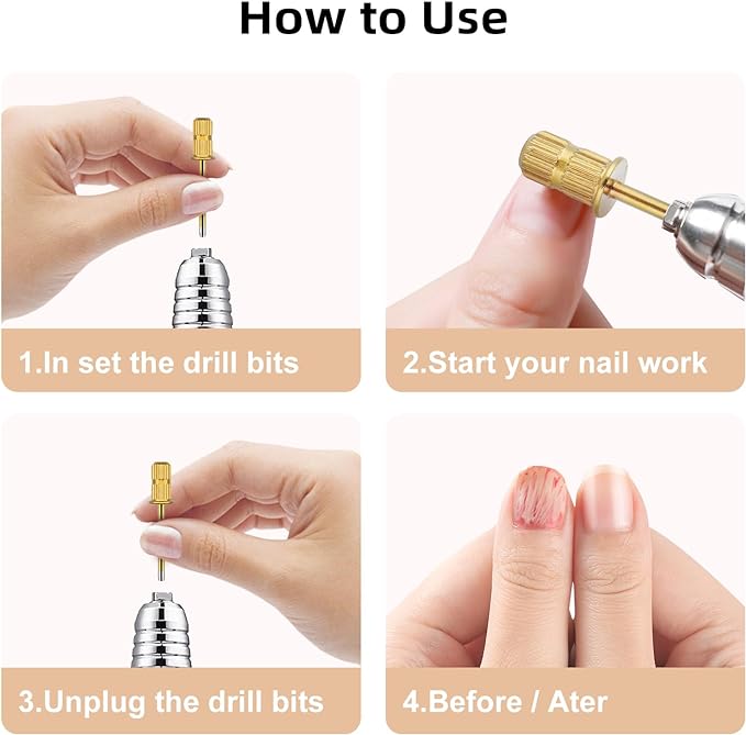 Sanding Bands for Nail Drilling with 13 Nail Drill Bits, 250 Pieces File Sanding Bands Set, 3/32" Tungsten Carbide Files, 5 Colors Sanding Bands (Acrylic Gel Nails, Manicure Pedies #80#120#180 Grit) - NewNest Australia
