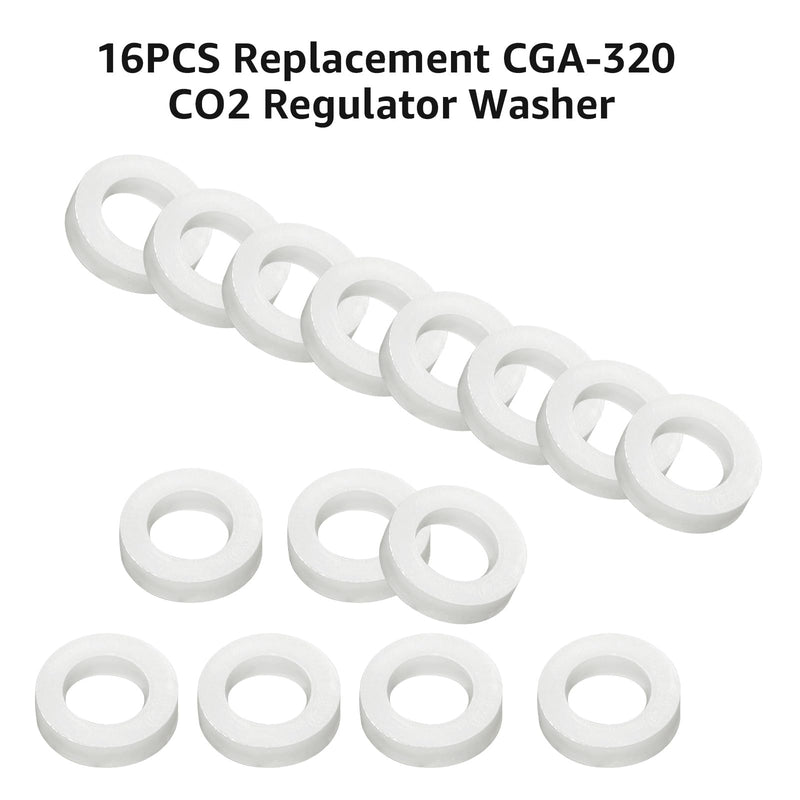 Nylon CO2 Regulator Washers for CGA-320 Keg Regulator Pack of 16 Replacement Washers, Homebrews (White)