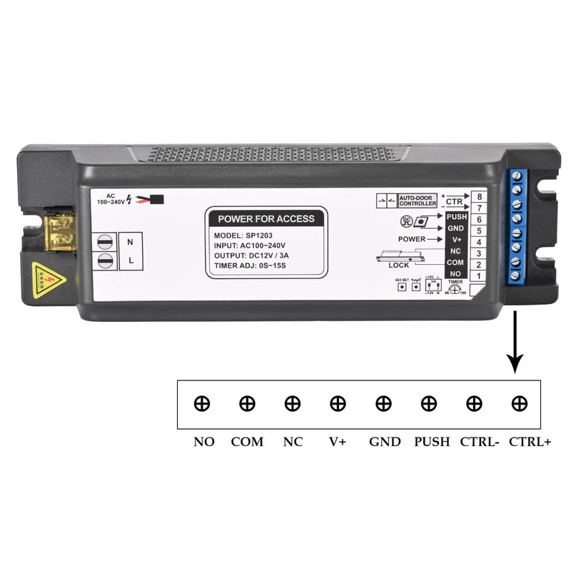 Smart Access Control Power Supply Controller, 12V/14V 3A with Delay Timer, WiFi & Tuya App Remote, 433MHz Remote Control, Compatible with Electric Locks, Door Access Systems & Intercoms