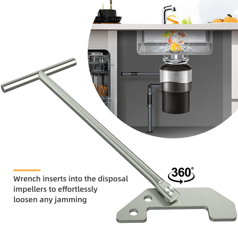 woiron Garbage Disposer Unjamming Wrench,Silver Garbage Disposal Wrench Tool,Garbage Disposal Wrench for Garbage Disposal Repair,Unclog Kitchen Sink Clogging Silver