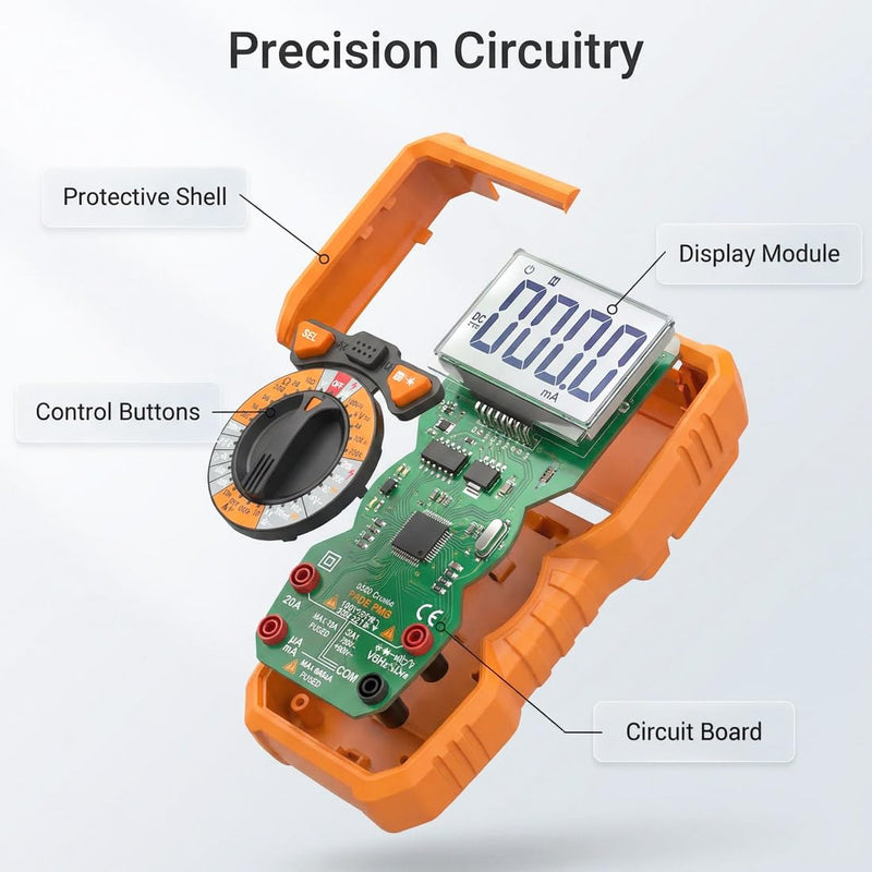 PM18C High Performance Digital Multimeter with AC/DC Voltage, Current Measurement Electrical Tester with 6000 Counts Orange Cover