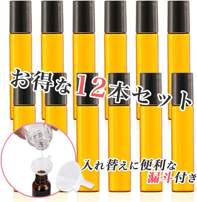 HIRAISM Roll-On Bottle Light Filtering Jar Atomizer Container Set of 12 with Funnel (10ml) - NewNest Australia