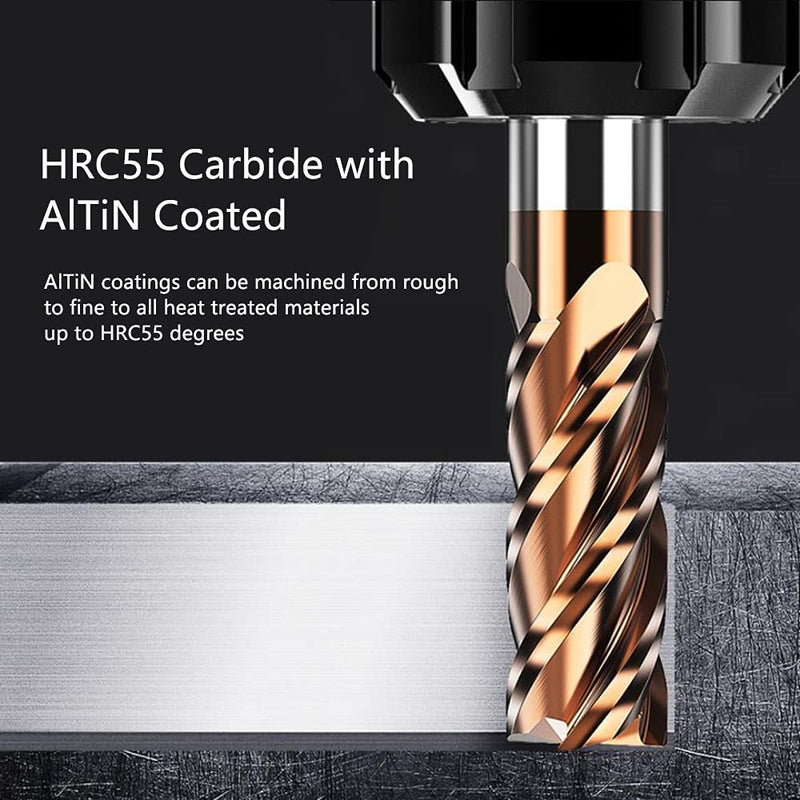 ASNOMY 1pc Carbide Square End Mill - 3/8"(10mm) Micro Grain Carbide End Mill for Alloy Steels/Hardened Steels - 4 Fultes Milling Cutter- HRC55 AlTiN Coated 3/8"(10mm) 1