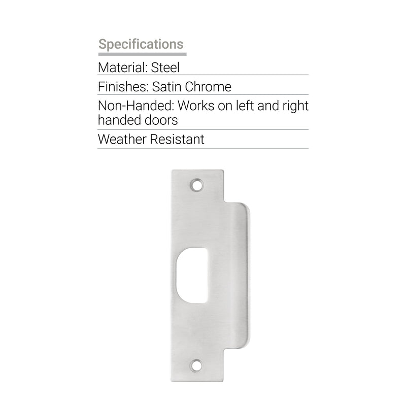 BRINKS Commercial - 4-Pack Replacement Door ASA Strike Plate, Satin Chrome Finish - Reinforce Security on Your Doors