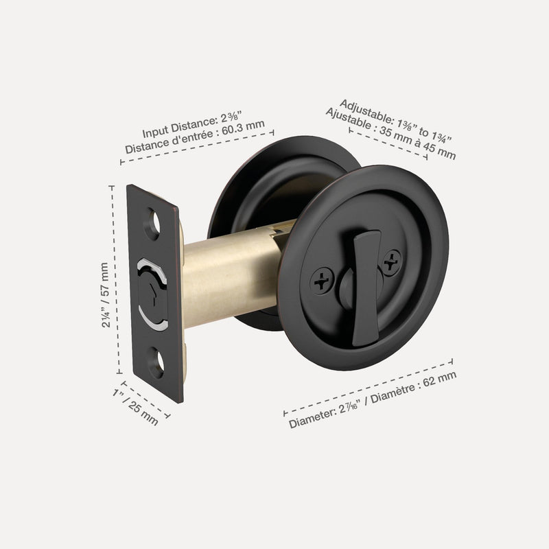 Richelieu Hardware 17RORB42 Onward Round Pocket Door Privacy Pull, Oil-Rubbed Bronze Oil Rubbed Bronze