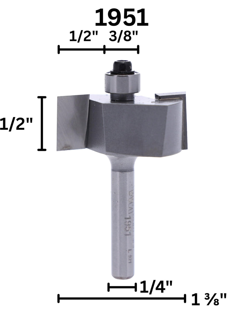 Whiteside Router Bits 1951 Rabbet Bit with 1-3/8-Inch Large Diameter and 1/2-Inch Cutting Length