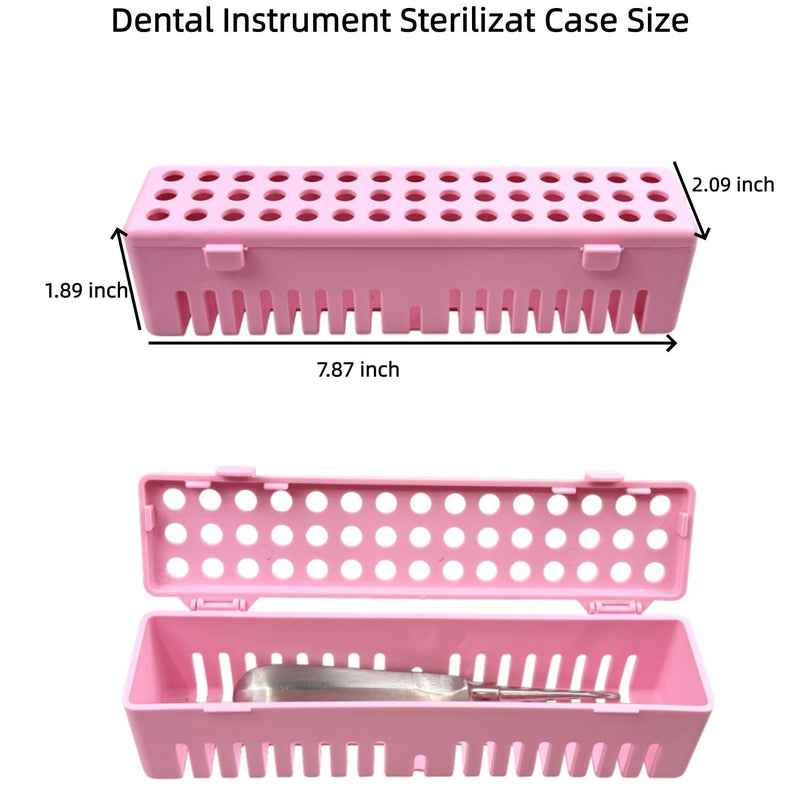 5pcs Dental Instruments Sterilizat Case, Plastic Autoclavale Cassette Rack, Medical Surgical Instrument Disinfection Container Tray for Dental Spatulas, Forceps and Pliers (5P-Pink) 5P-Pink