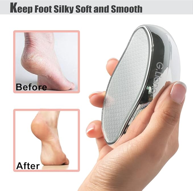 Heel Exfoliating Nano Glass Foot File Exfoliating -G.Liane Crystal Glass Heel File Foot Care Tool for Exfoliating Files Wet and Dry Unisex (Silver) - NewNest Australia