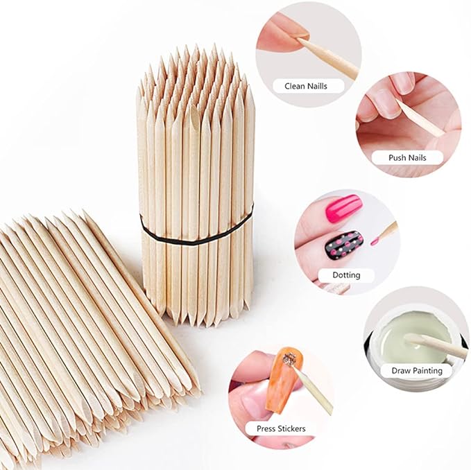 LIKENNY Orange Wood Stick Wooden Nail Stick Nail Pusher Nail Tool Multi-functional Easy Cuticle Treatment Tool for Nail Tools (Approx. 50 Pieces Wooden) - NewNest Australia