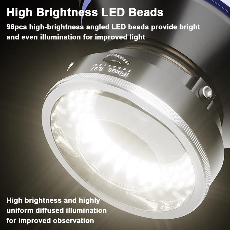 iFixes iL37 Microscope Polarized Optical System LED Illuminating Ring Light 96pcs LED Light Beads Microscope Glareproof Lights Source
