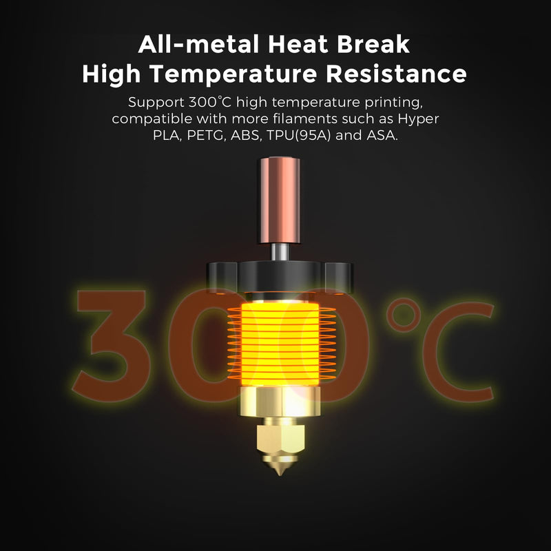 Creality Ender 3 V3 KE Hotend Kit, Original Ceramic Heating Block Kit 300°C 60W Fast Heating High Thermal Conductivity Ceramics with Bi-Metal Copper+Titanium Alloy Throat Tube and Brass Nozzle Ender 3V3 KE