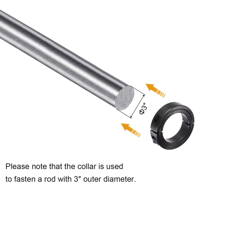 HARFINGTON Shaft Collar for 2" Rod 3" OD 11/16" Width Black Oxide Plating Double Split Axle Clamp-On Collar with Set Screw 2" Bore