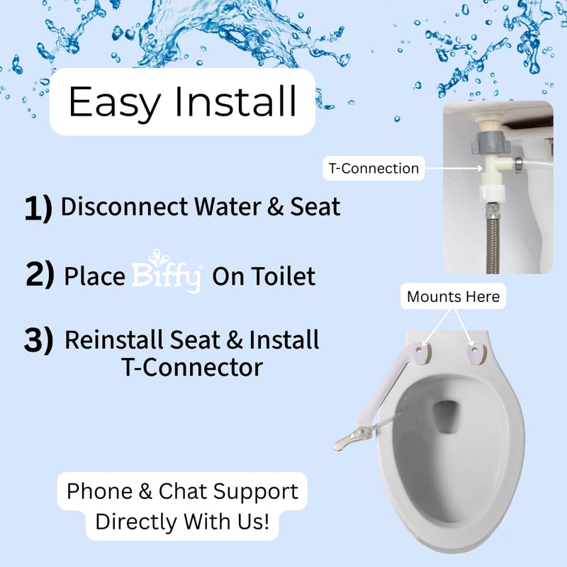 The BIFFY Classic Bidet Attachment- Physician Designed & Clinically Tested, Self-Cleaning, 8-Stream Spray with Adjustable Pressure and Pattern, Non-Electric, Assembled in USA Universal Classic (Standard, Round, Elongated Toilets)