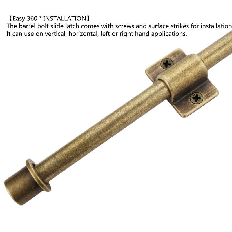 Heavy Duty Cane Bolts for Gates 23.7'',Barrel Bolt Latch Super Lengthen,Thickened Drop Bolts for Gates,Garage Bolts Solid cast Copper Sliding Lock for gate Latch Antique Brass