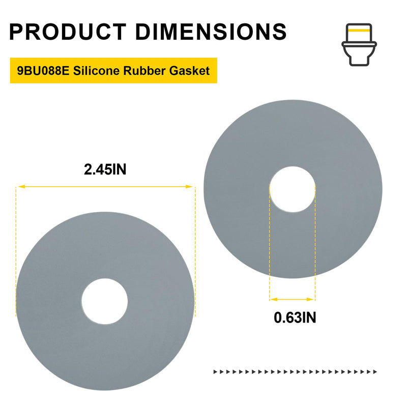 9BU088E Silicone Rubber Gasket for Toto & Gerber Dual Flush Toilets,2 pack | for Costco Watermark One-Piece Toilets Flush Valve Gasket for Aquia Toilets