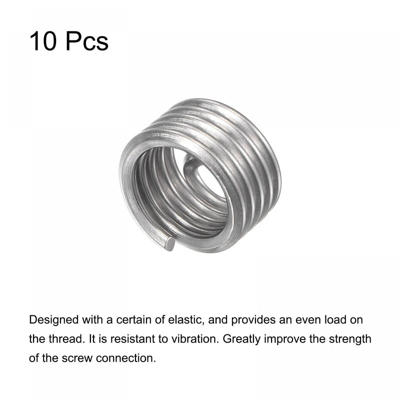 uxcell Wire Thread Inserts 7/16-14 UNC 1.0D 304 Stainless Steel Helical Type Coiled Wire Screw Repair Threaded Sleeve Steel Sheath 10pcs