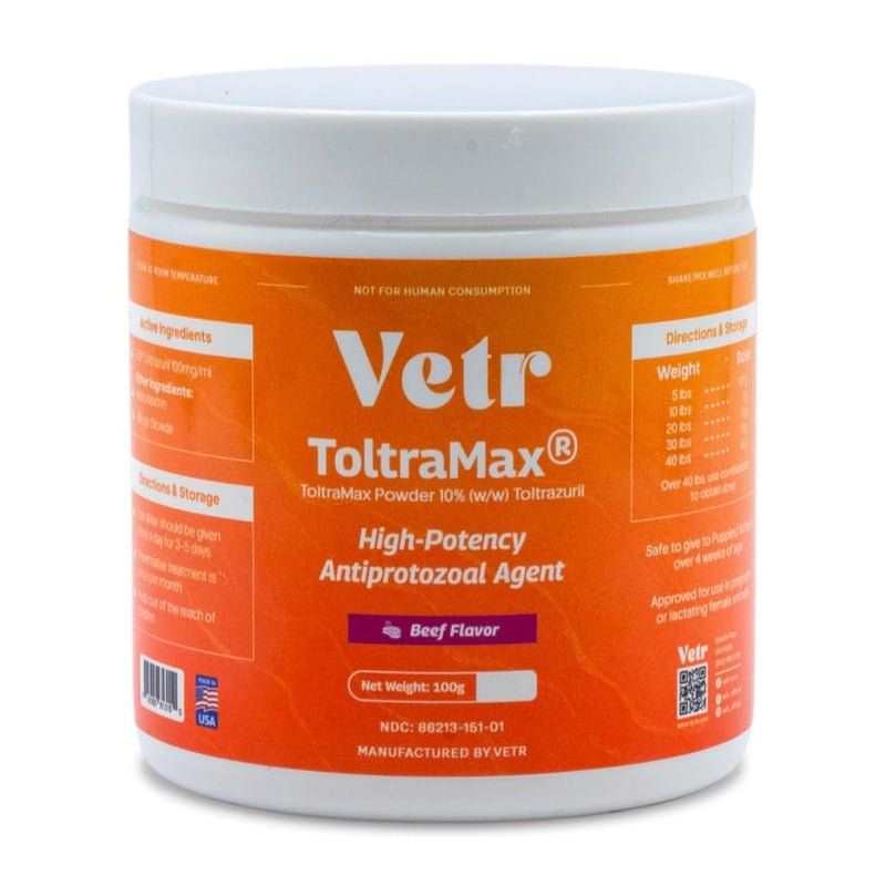 Vetr's Toltramax Toltrazuril Powder for Horses, Dogs, Cats, 100g (10.0%, Beef) 10.0%