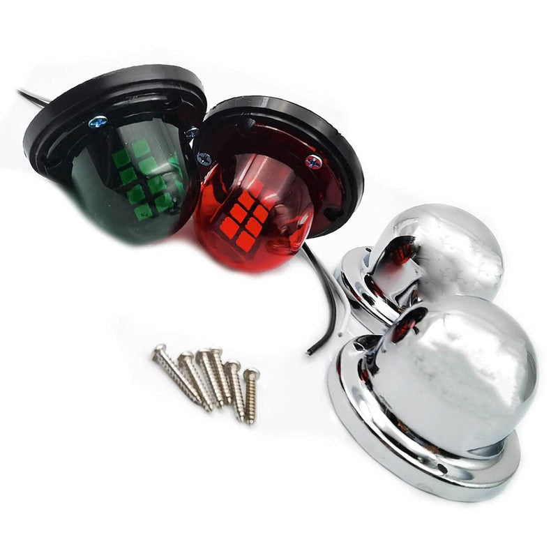 FainWan 2pcs Boat Yacht LED Light Green and Red Marine 12V Stainless Steel Bow Navigation Lights