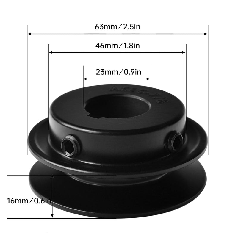 AK25-7/8 Mechanical V-Belt Pulleys, 2.5" OD 7/8" Fixed Bore, Single Groove, Cast Iron, for 3L, 4L, A, AX V-Belt