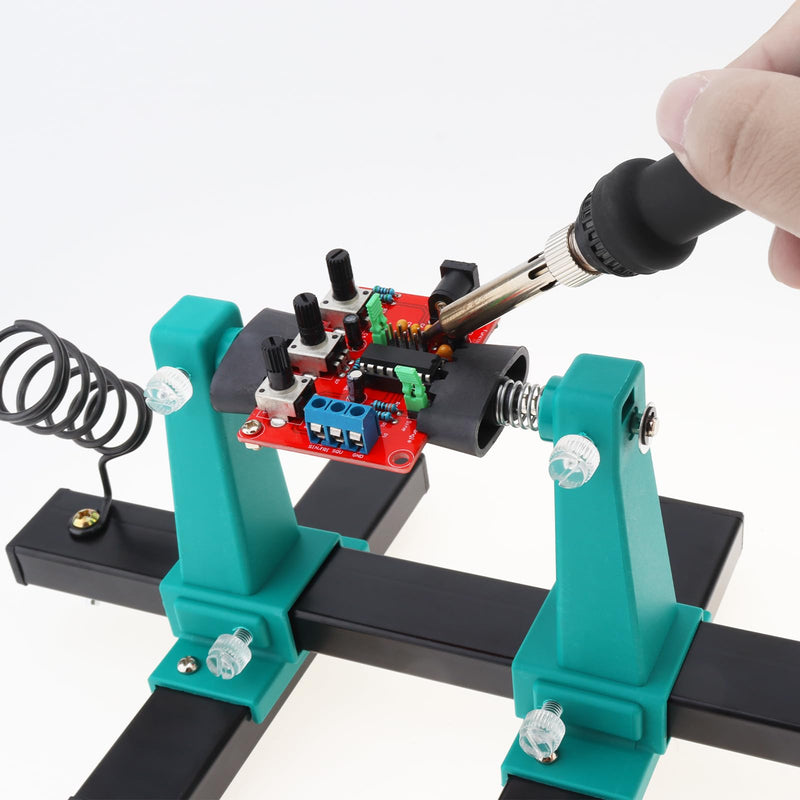 Adjustable PCB Holder Soldering Clamp for Circuit Board Soldering Desoldering Repair with Soldering Iron Pen Holder,Helping Hand Soldering Tool Holder 360 Degree Rotation