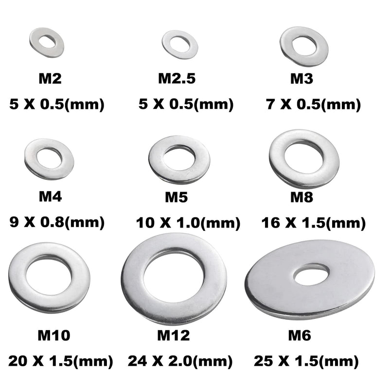 M3 Flat Washers 200Pcs M3 304 Stainless Steel Flat Washer for Bolts Screws, M3 x7mm x0.5mm M3 x 7 x 0.5mm (200PCS)