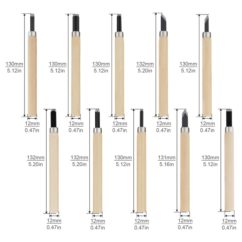 OriGlam 10pcs Professional Wood Carving Chisel Set, Carbon Steel Wood Carving Tools, Woodworking Chisels Wood Chisel Kits, Power Grip Carving Tools Great for Carving Woodworking Beginners & Kids