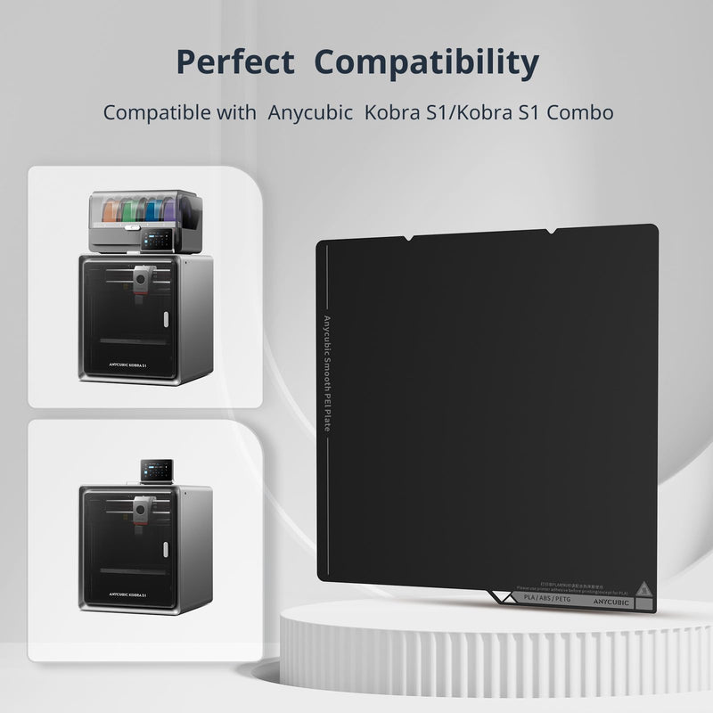 Anycubic PEI Build Plate for Anycubic Kobra S1/Kobra S1 Combo/Kobra X/Kobra X Combo/Kobra S1 ACE 2 Pro Combo/Kobra 4/Kobra 4 Combo, 250x250mm Double Sided Smooth Heated Bed,Spring Steel Sheet