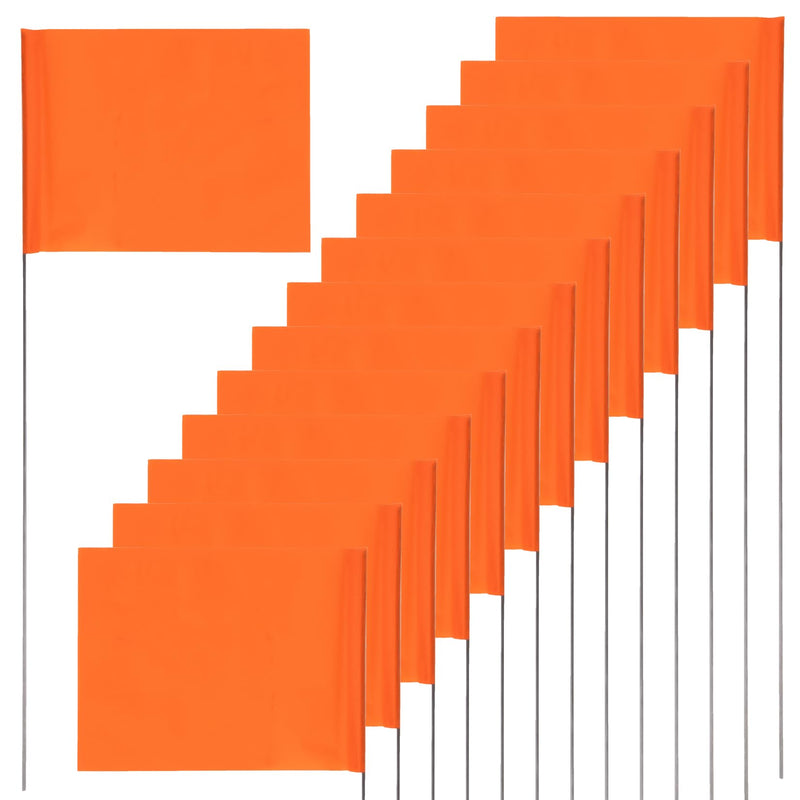 Marking Flags - 30 Pack Yard Flags 13x4x5 Inch Lawn Flags Markers Wire Flags for Marking The Ground Yard Marking Flags Flag Markers for Yard Utility Flags Irrigation Flags Fence Flags Orange Mark Flags