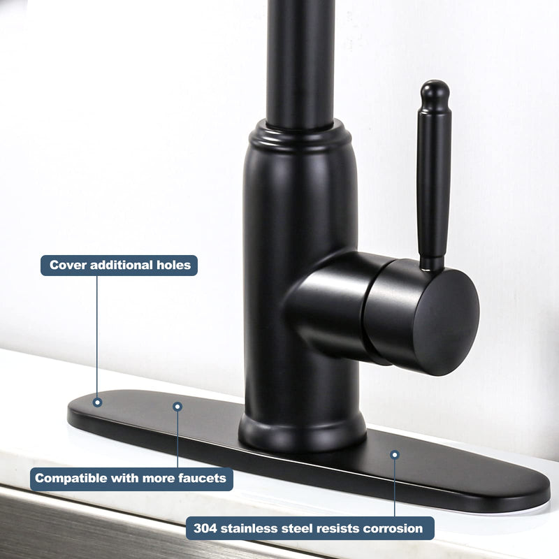 Faucet Plate, ALEASHA Kitchen Sink Cover Stainless Steel Plate Matte Black for 1 or 3 Hole Bathroom or Kitchen Sink Faucet 10 Inch Escutcheon Hole Covers