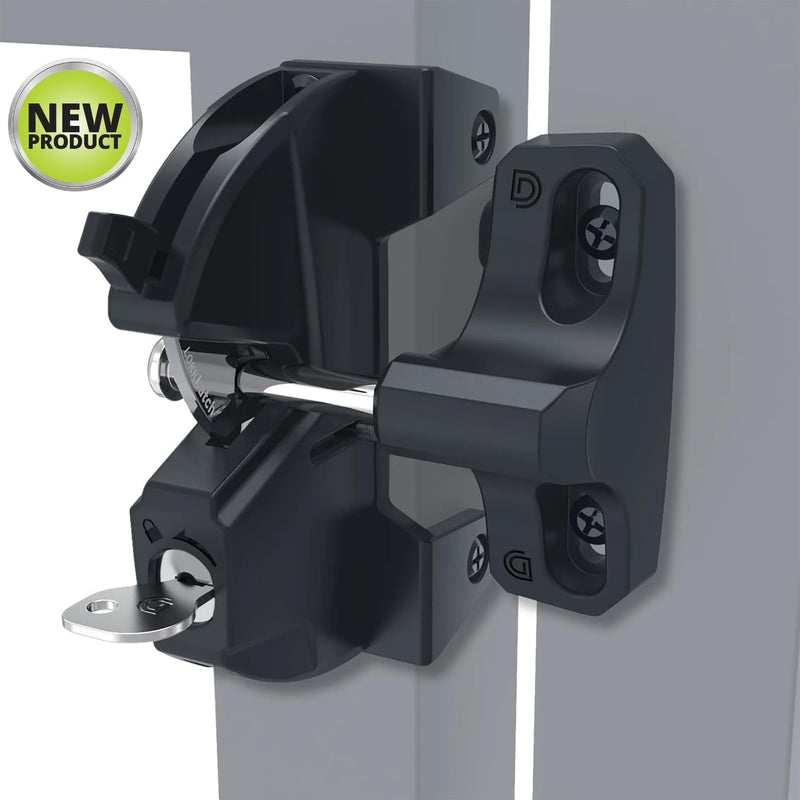 D&D Technologies LL3AL LokkLatch Gate Latch, Key Lockable and Operates On Only One Side of The Gate, for Square Frame Post Metal, Wood, Vinyl Fence Gates, Black Open & Lock from Only One Side of the Gate Series 3