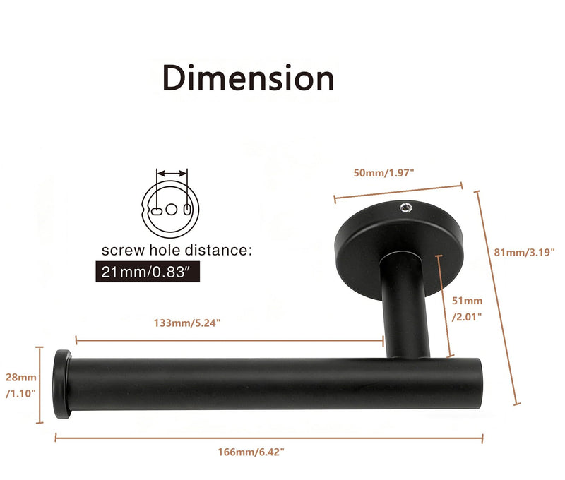 SEIDO Bathroom Toilet Paper Holder, 304 Stainless Steel Hand Towel Bar Wall Mount, 6.5" L Kitchen Paper Towel Holder, Black Toilet Paper Holder, for Kitchen, Bathroom, Hallway, Matte Black, 6.5 Inch 6.4Inch