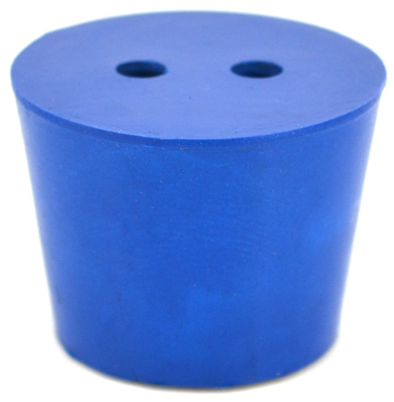 EISCO 10PK Neoprene Stoppers, 2 Holes - ASTM - Size #6.5-27mm Bottom, 34mm Top, 25mm Length - Suitable for use with Petroleum, Oils & Most Inorganic Acids and Bases