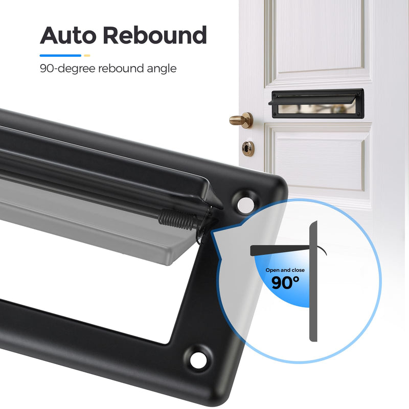 Door Mail Slot 13" Solid Brass Mail Slot for Front Door with Solid Brass Internal Frame, Matte Black