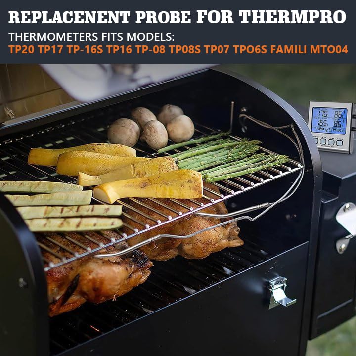Meat Thermometer Probe Replacement for Thermopro Thermometers TP04, TP06, TP06S, TP07, TP07S, TP08, TP08S, TP09, TP09B, TP10, TP16, TP-16S, TP17, TP20, TP25, 2.5mm TP-Meat Probe