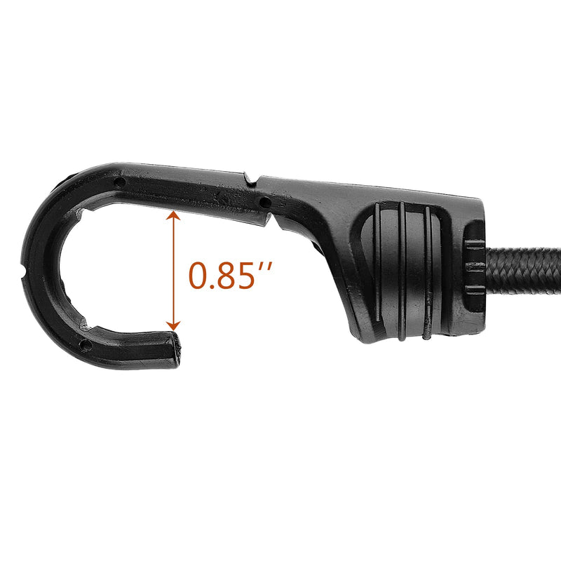 48 Inch Black Bungee Cords with Hooks Heavy Duty, 2 Pcs 48"
