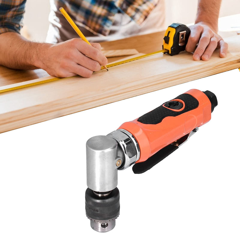 Air Right Angle Drilling Machine, Powerful Pneumatic Drill 90° 1/4 Elbow Head Manual Tool 0.6-0.8MPA 1500rpm with Wrench Air Drill Pneumatic Tool for Narrow Spaces, Furniture(American)