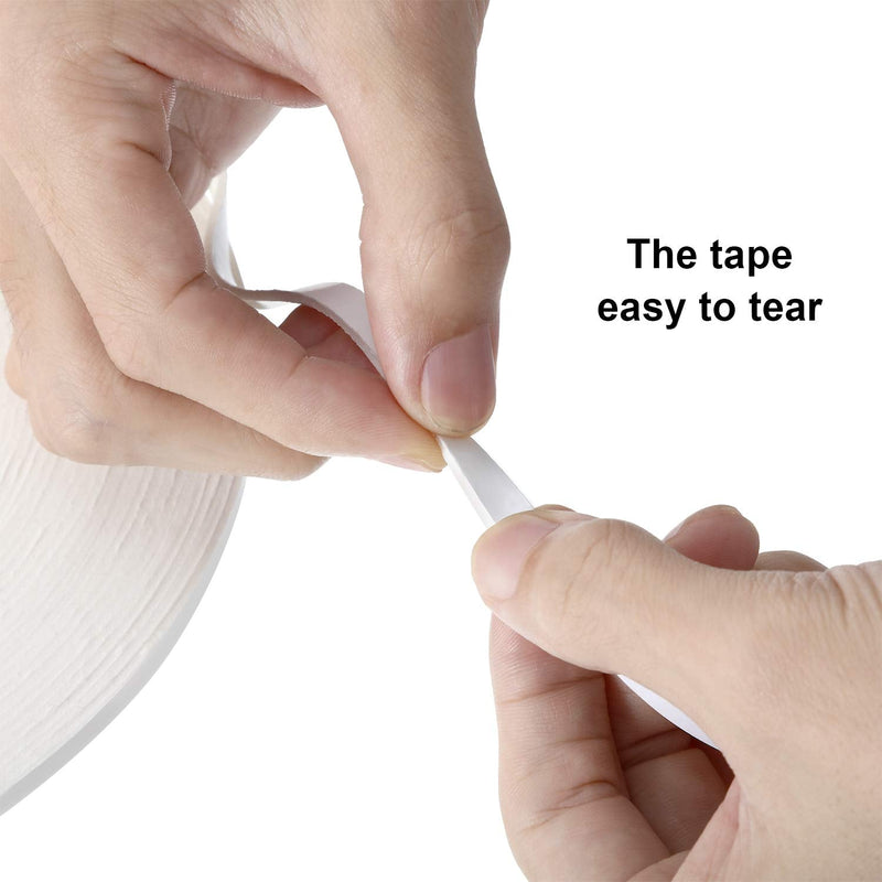 2 Rolls Double Sided Foam Tape White PE Foam Tape Sponge Soft Mounting Adhesive Tape (1/4 inch by 50 Feet) 1/4 Inch by 50 Feet