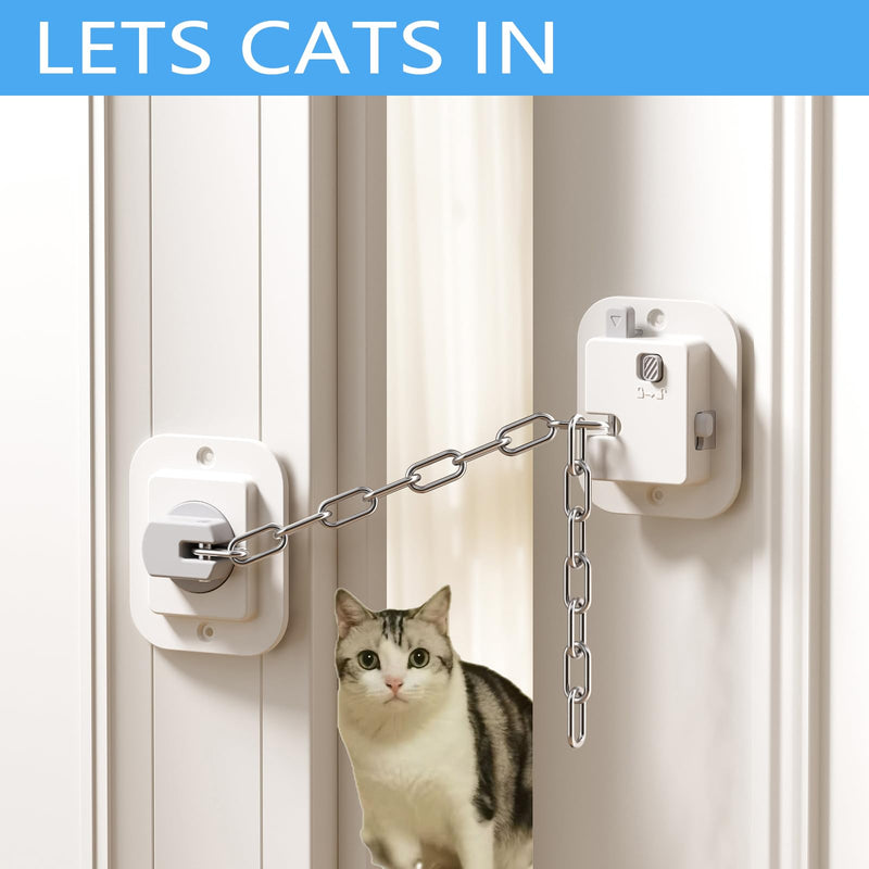 YEYA Cat Door Latch & Stopper-Adjustable Strap from 1.5" to 10", 2-Pack Door Holder & Prop to Keep Door Open for Cats, No Tools Required White 2 Pack