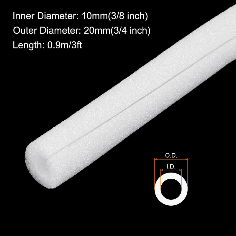 2pcs Pipe Insulation Foam Tube 3/8" ID x 3/4" OD 3ft Heat Preservation Foam Pipes [for Copper Water Pipe Freeze Protection] - 10mmx20mm/White 2 3/8"x 3/4" x 3ft