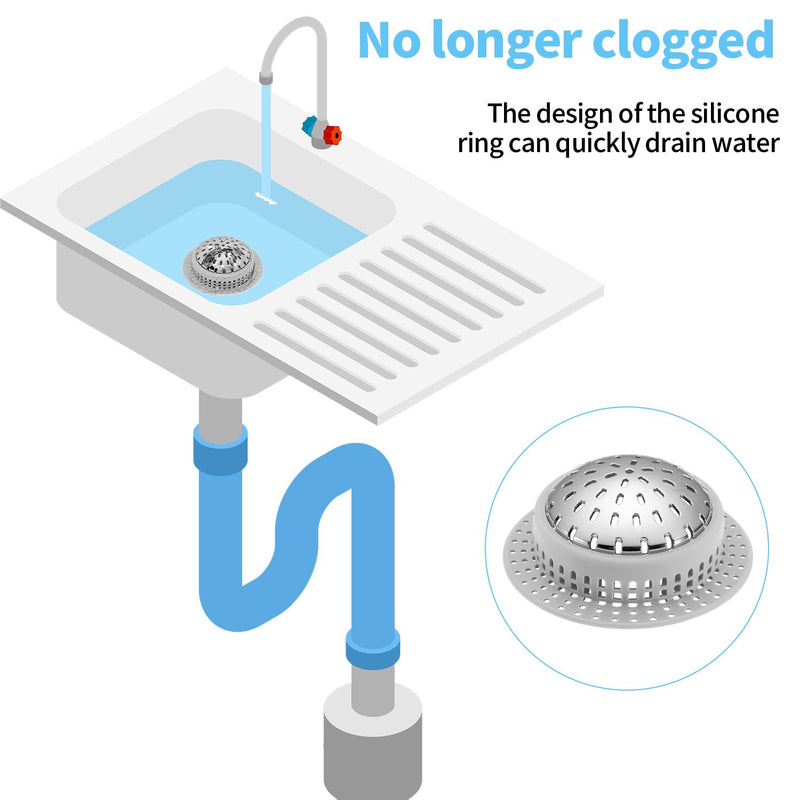 Drain Hair Catcher, Upgraded Drain Catcher with Silicone Designed for Regular Drains, Catch Hair Easily Without Slowing Drainage, Prevent Clogging Plug Hole Hair Catcher (Large) Large
