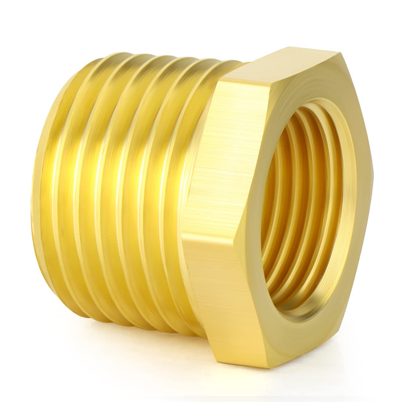 GASHER 10Pcs Brass Reducer Hex Bushing 1" NPT Male x 3/4" NPT Female, Brass Threaded Pipe Fitting 1" MNPT x 3/4" FNPT 10