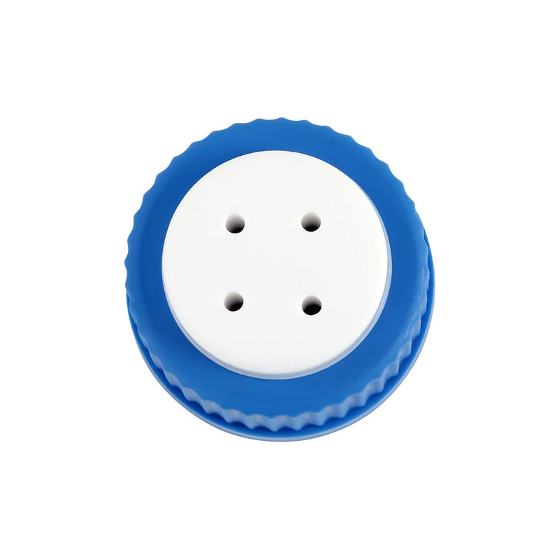 Blue GL45 4-Port Safety Filling Cap with Four Holes for Glass Bottles, 1/8 Inch OD Tubing, Complete Kit (Case of 4)