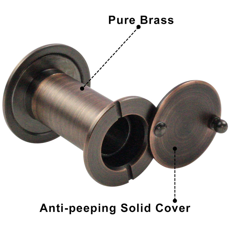 Earl Diamond - Peep Holes for Door, Solid Brass 200-Degree Door Viewer Peephole with Heavy Duty Rotating Privacy Cover for 1-3/8" to 2-1/6" Doors for Home Office Hotel, Oil Rubbed Bronze Brushed Oil Rubbed Bronze